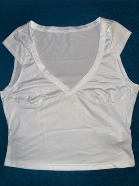 SHEIN White Stretch V-Neck Crop Top